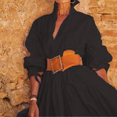 Robes chemises à col rabattu et à fentes unies